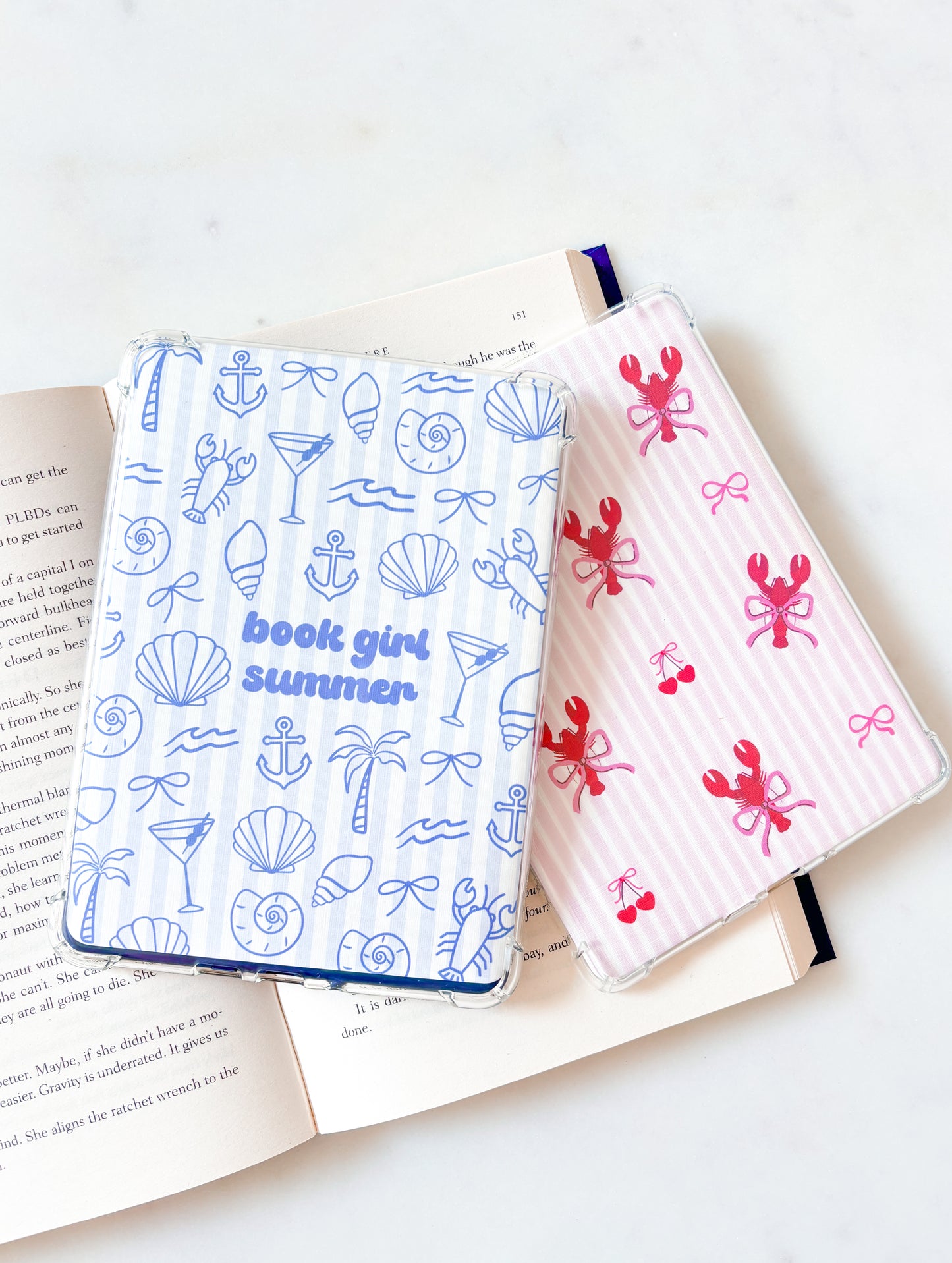 Book Girl Summer Kindle Insert | Seashell E-Reader Insert