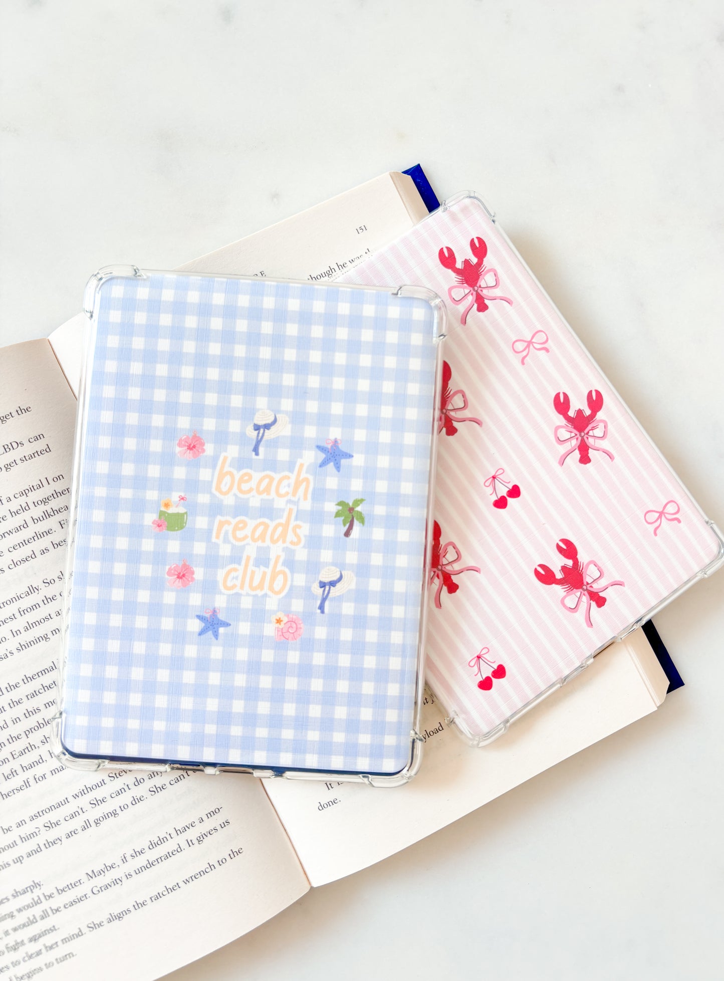 Beach Reads Club Gingham Kindle Insert | Cute E-Reader Insert