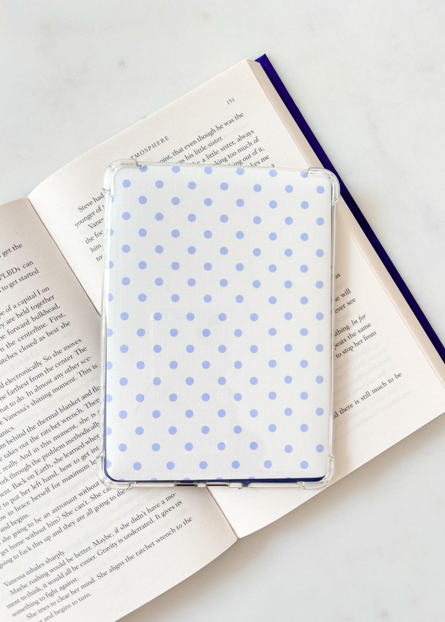 Minimal Blue Polka Dot Kindle Insert | Cute E-Reader Insert