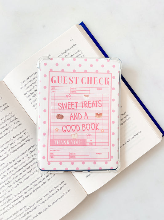 Guest Check Sweet Treats And A Good Book Kindle Insert | Cute E-Reader Insert