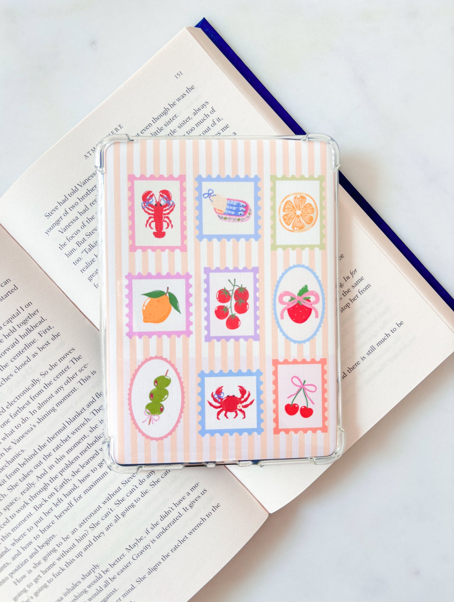 Italian Summer Stamps Kindle Insert | Cute Stamps E-Reader Insert