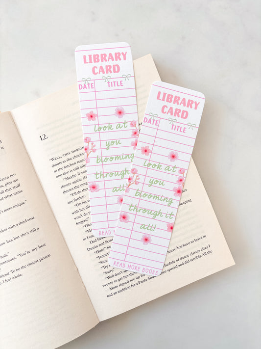 Cherry Blossoms Library Card Bookmark