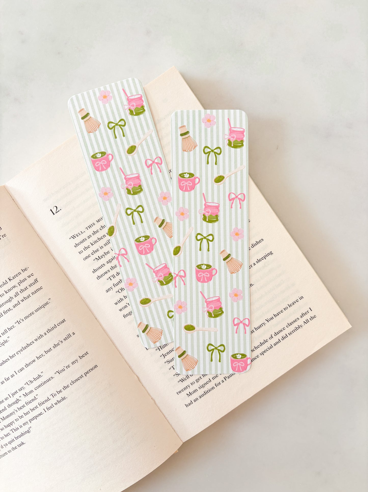 Matcha Girly Bookmark | Matcha and Bows