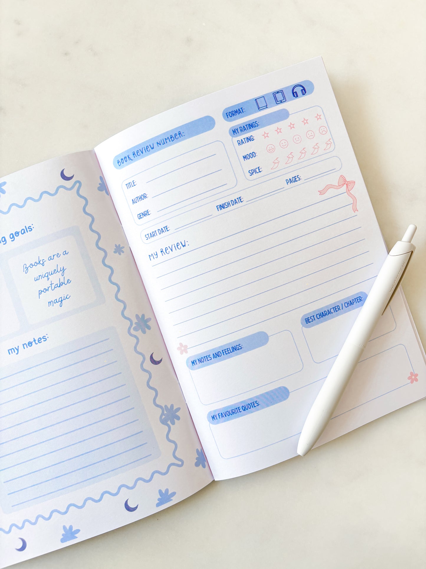 Fantasy Dragons Reading Journal | A5 Book Review Notebook