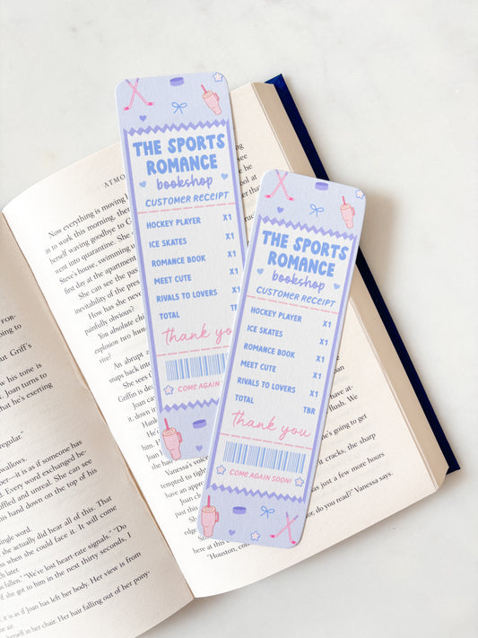 Sports Romance Bookshop Receipt Bookmark