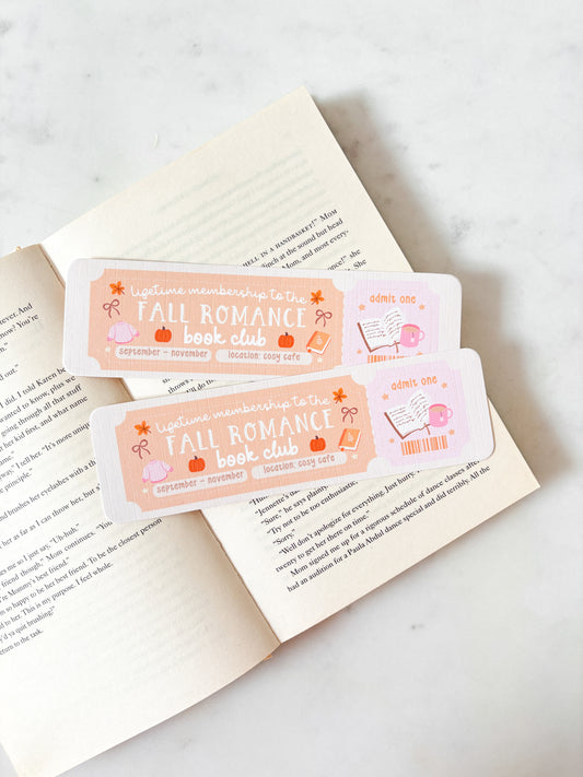 Fall romance bookmark book club Autumn girlies