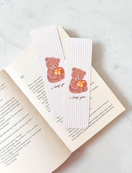 I loaf you teddy bear bread bookmark
