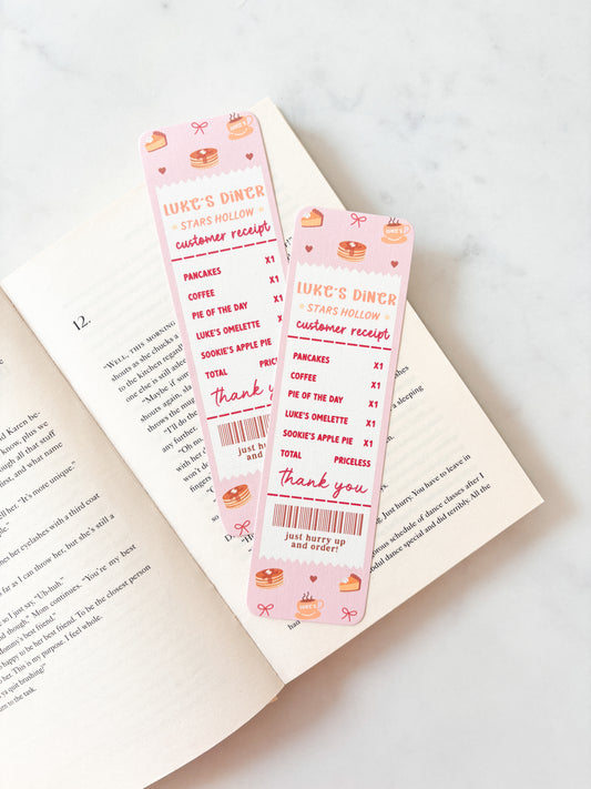 Luke's coffee receipt bookmark pancakes