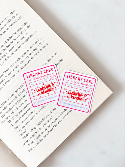 Personalised Name Kindle Sticker Library Card