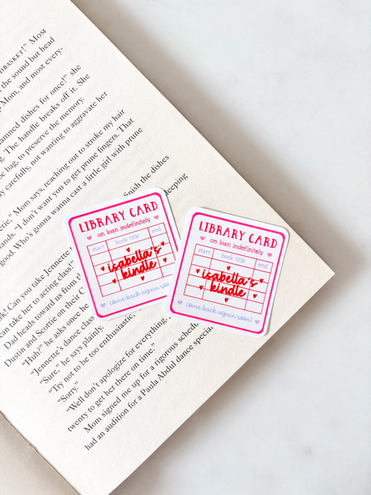 Personalised Name Kindle Sticker Library Card