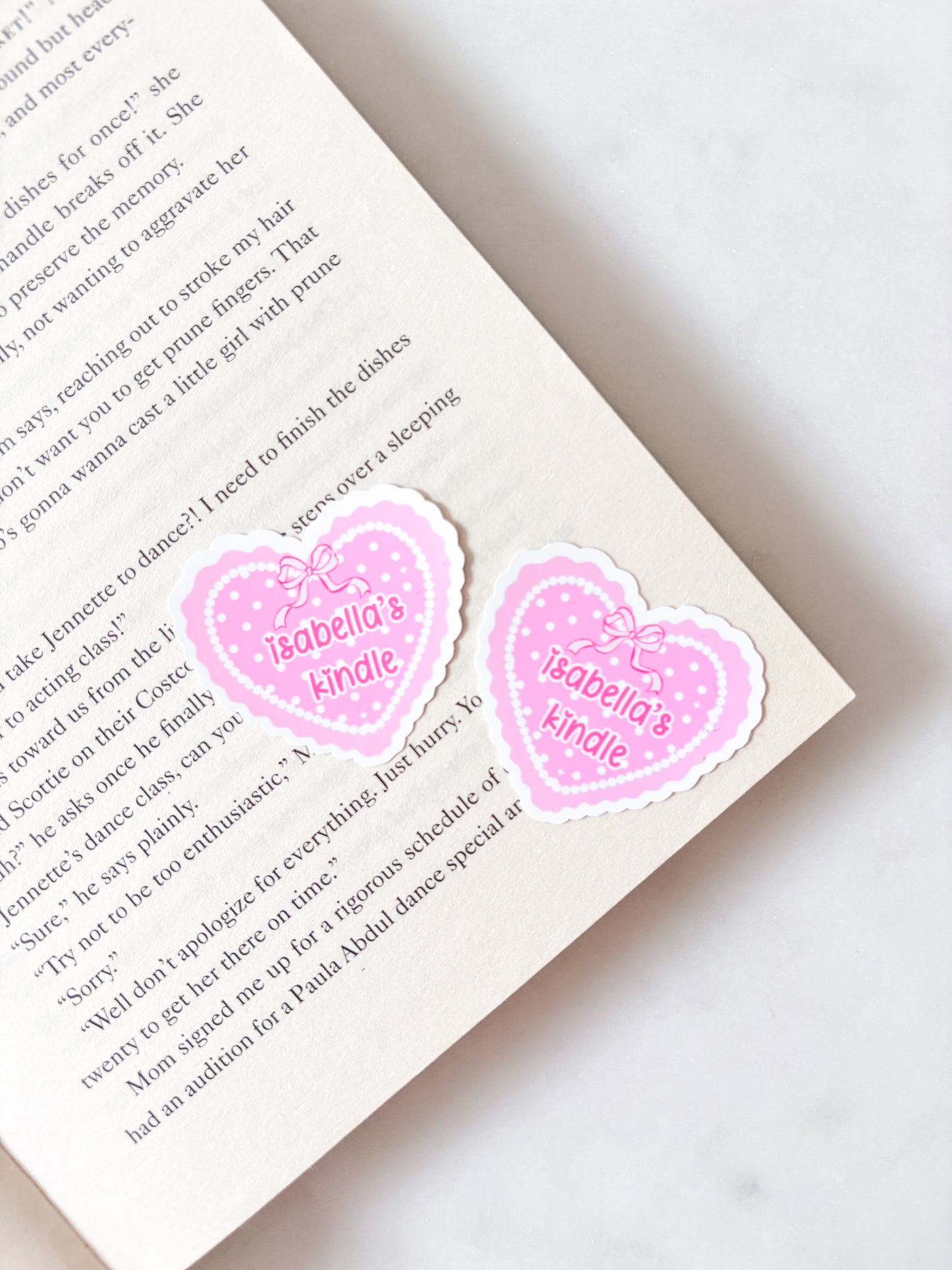 Personalised Name Sticker Pink Kindle Heart