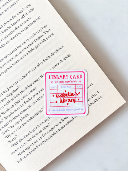 Personalised Name Sticker Library Card