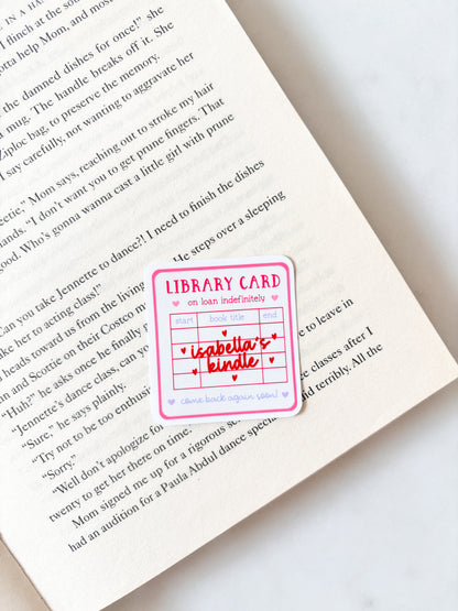 Personalised Name Kindle Sticker Library Card