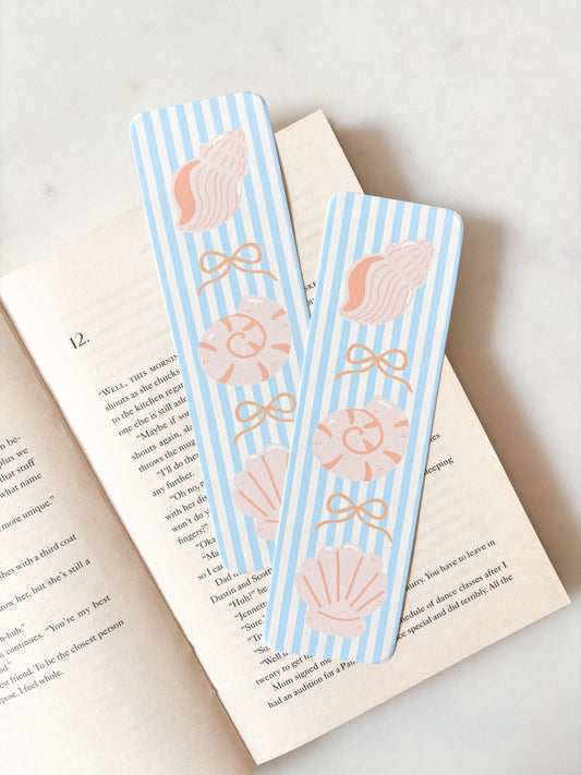 Teal Coquette Seashells Bookmark