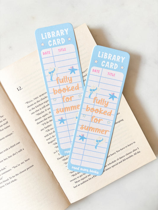 Fully Booked For Summer Bookmark | Library Card Bookmark