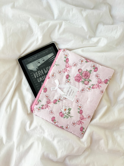 Pink Coquette Bows & Florals Quilted Zipper Pouch