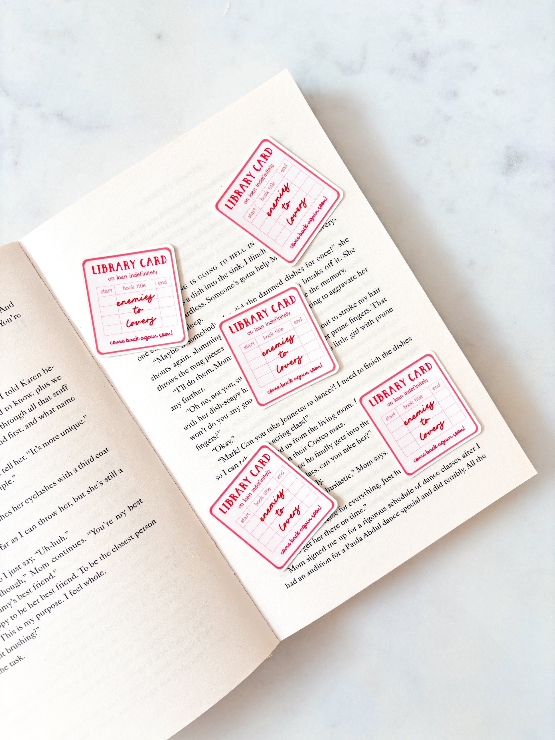 Library card sticker enemies to lovers
