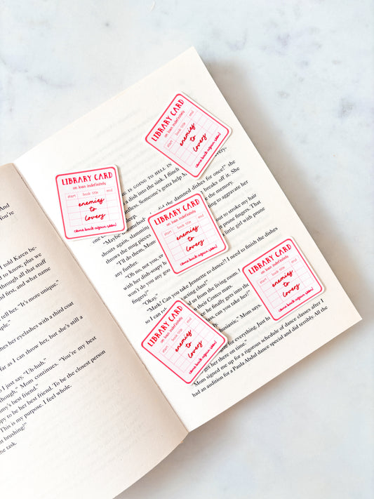 Library card sticker enemies to lovers