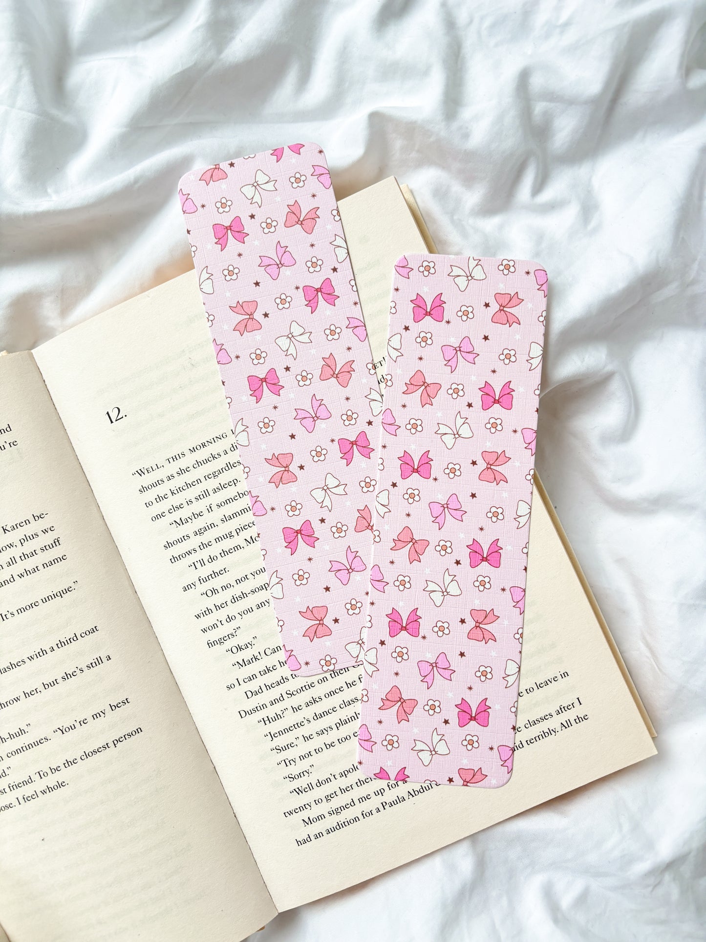 Girly Floral Coquette Bow Print Bookmark