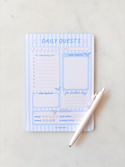 Daily Quests Planner Notepad | Daily Schedule A5 Notepad
