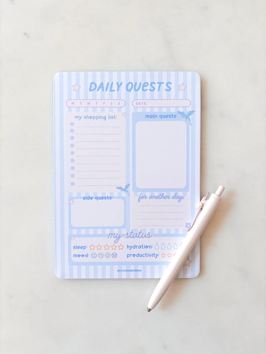 Daily Quests Planner Notepad | Daily Schedule A5 Notepad