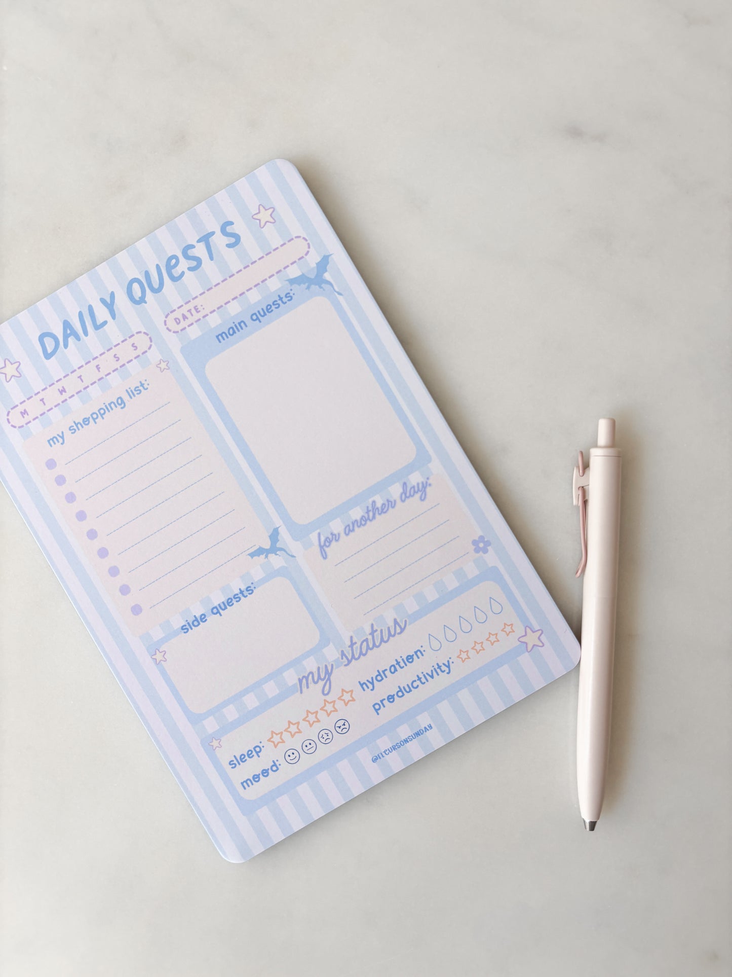 Daily Quests Planner Notepad | Daily Schedule A5 Notepad