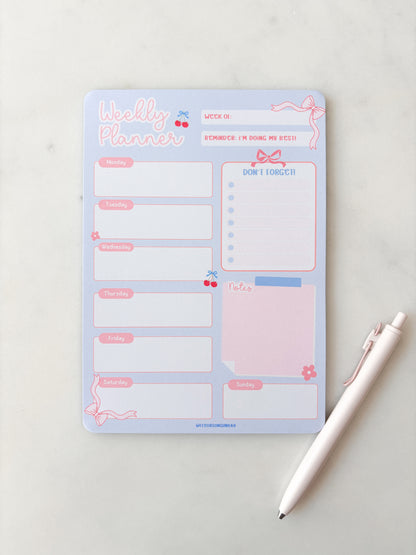 Blue Weekly Planner Notepad | Weekly Schedule A5 Notepad