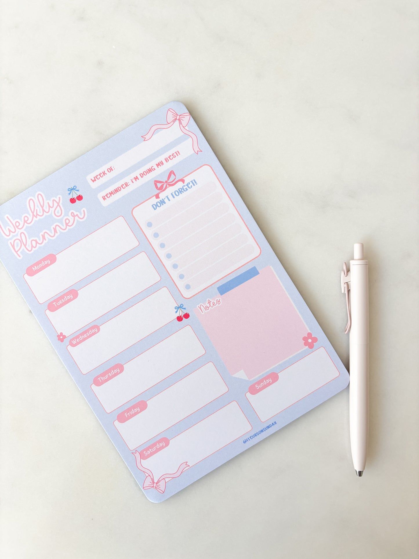 Blue Weekly Planner Notepad | Weekly Schedule A5 Notepad