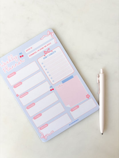 Blue Weekly Planner Notepad | Weekly Schedule A5 Notepad