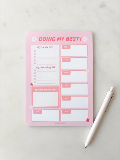 Doing My Best Weekly Planner Notepad | Weekly Schedule A5 Notepad