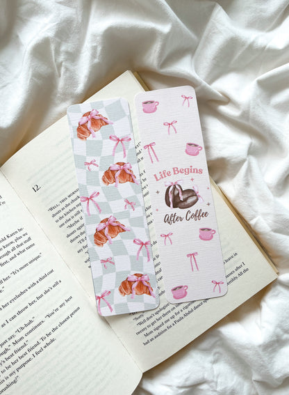 Coffee & Croissant Bookmark | Life Begins After Coffee Bookmark