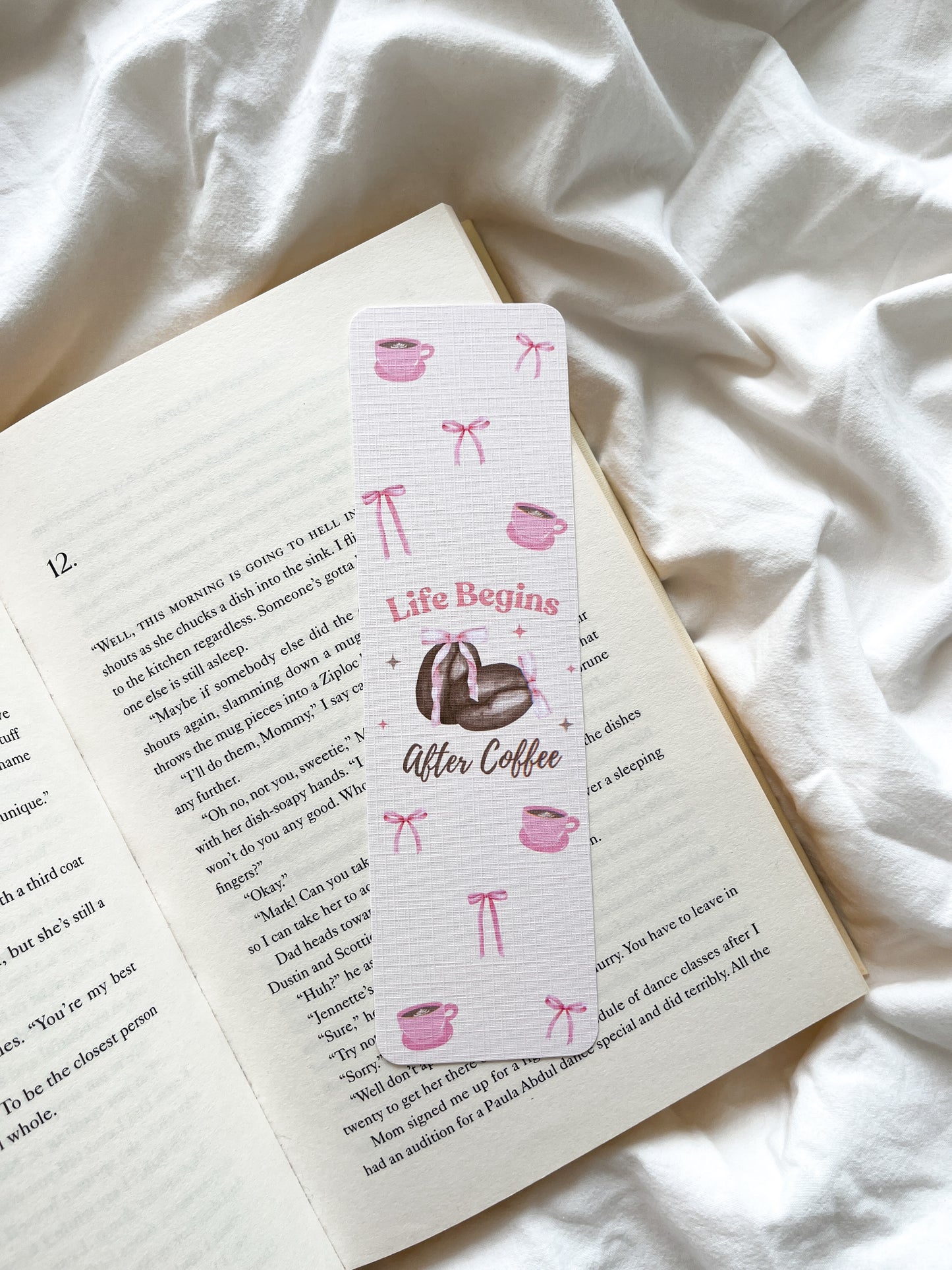 Coffee & Croissant Bookmark | Life Begins After Coffee Bookmark