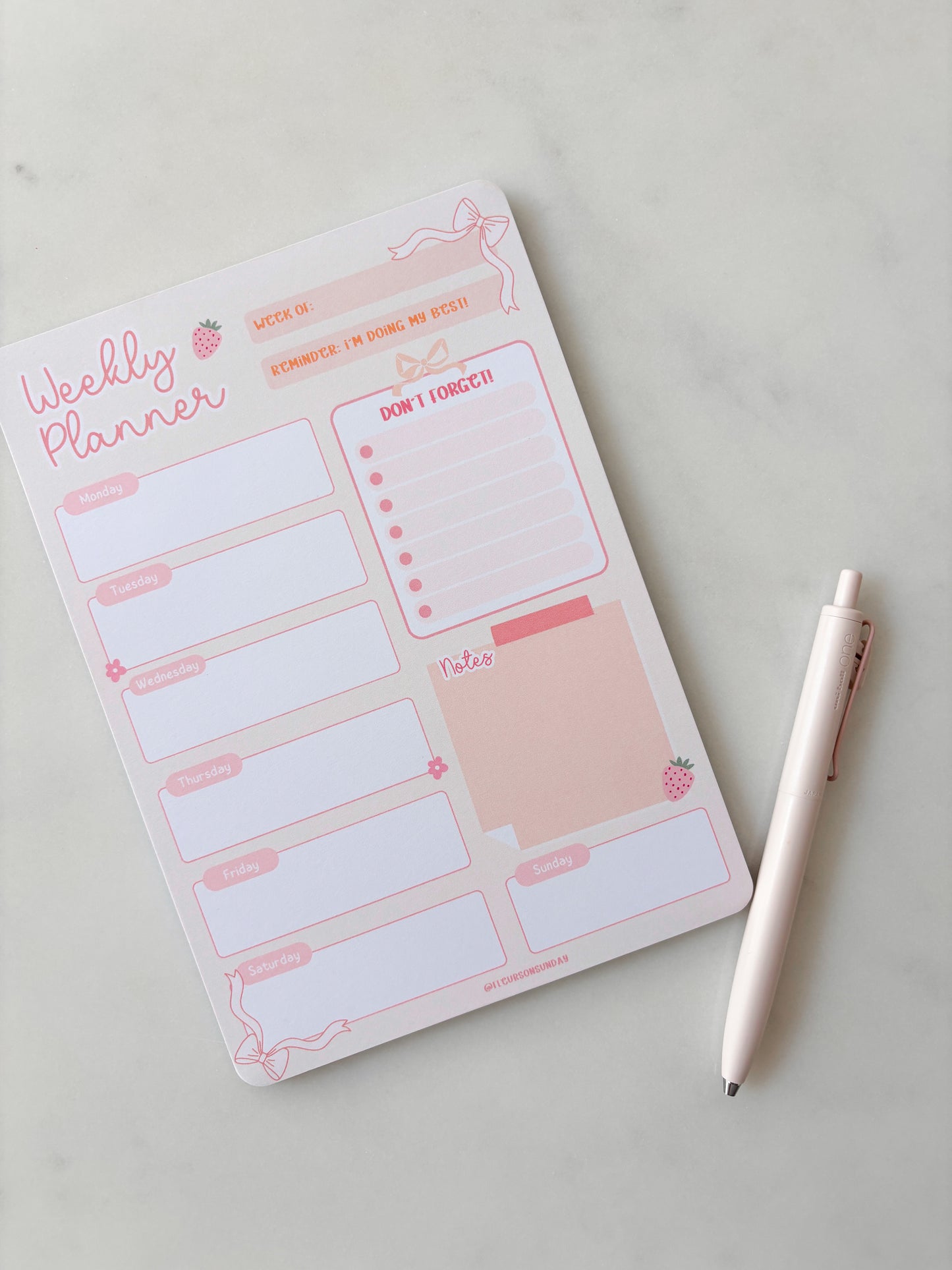 Peach Weekly Planner Notepad | Weekly Schedule A5 Notepad