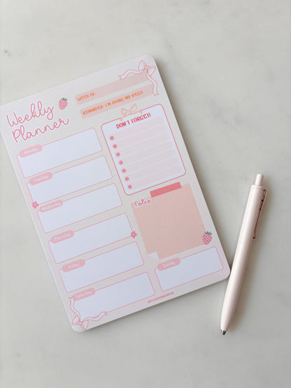 Peach Weekly Planner Notepad | Weekly Schedule A5 Notepad