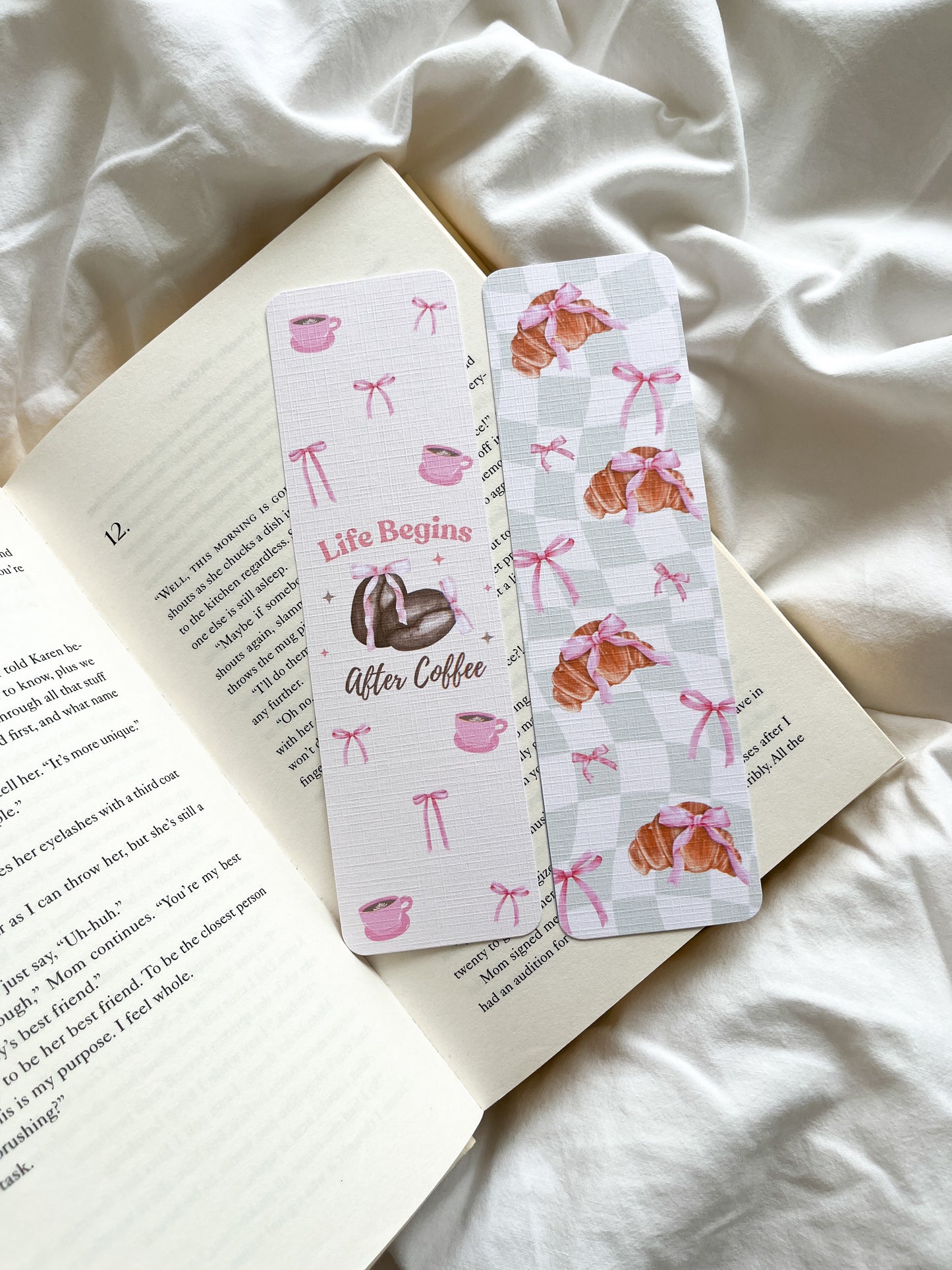 Coffee & Croissant Bookmark | Life Begins After Coffee Bookmark