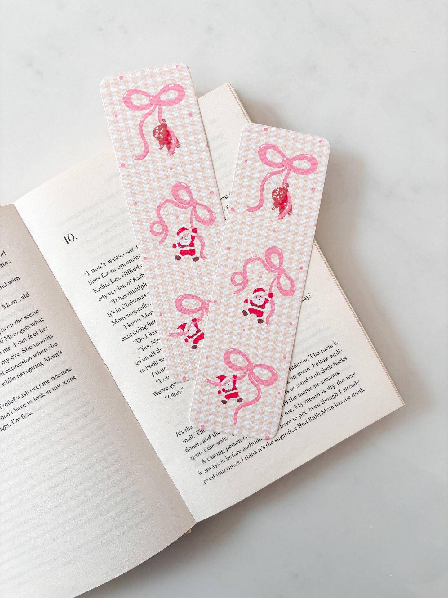 Yellow Gingham Christmas Bows Bookmark