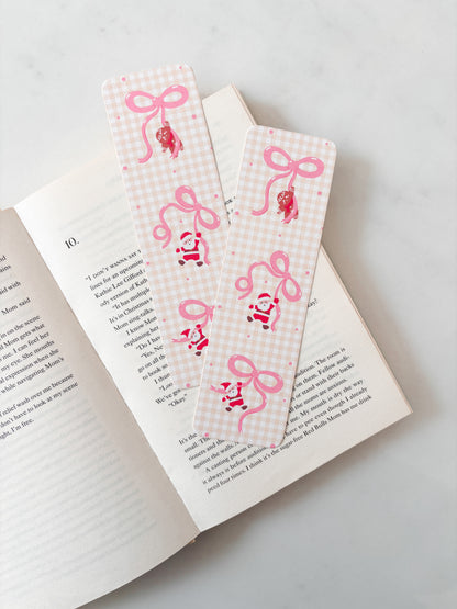 Yellow Gingham Christmas Bows Bookmark
