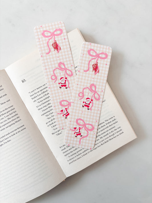 Yellow Gingham Christmas Bows Bookmark