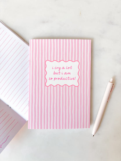 I Cry A Lot But I Am So Productive Notebook | A5 Lined Composition Book