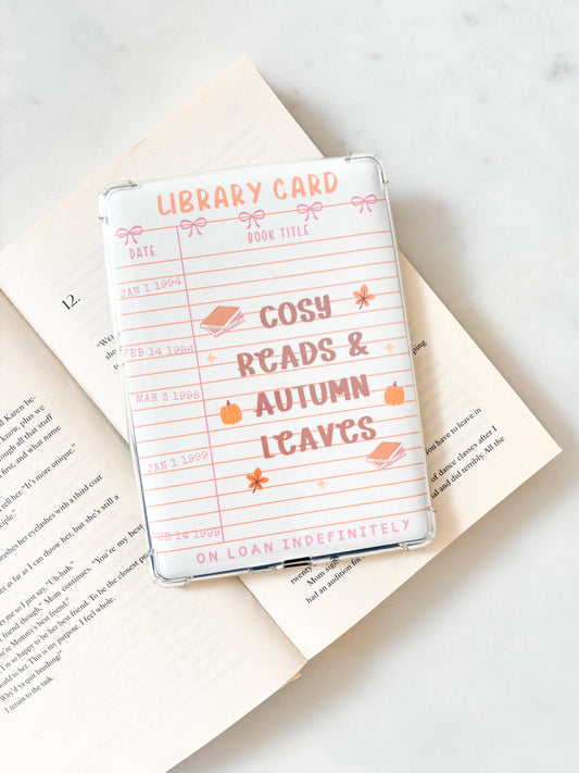 Autumn Leaves Vintage Library Card Kindle Insert