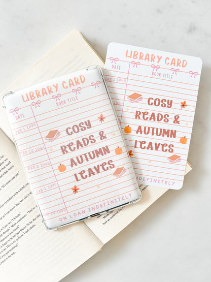 Autumn Leaves Vintage Library Card Kindle Insert