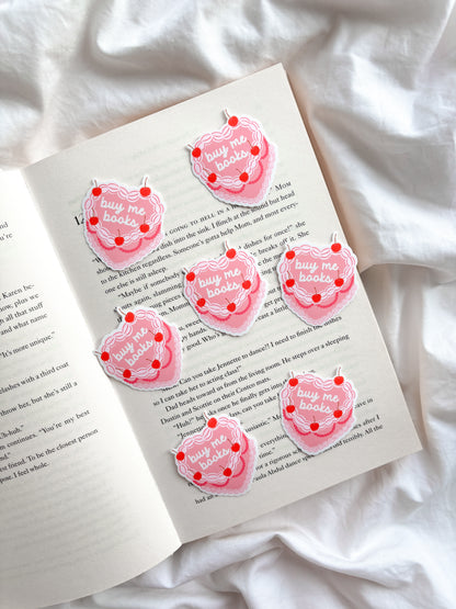 Buy Me Books Heart Cake Sticker