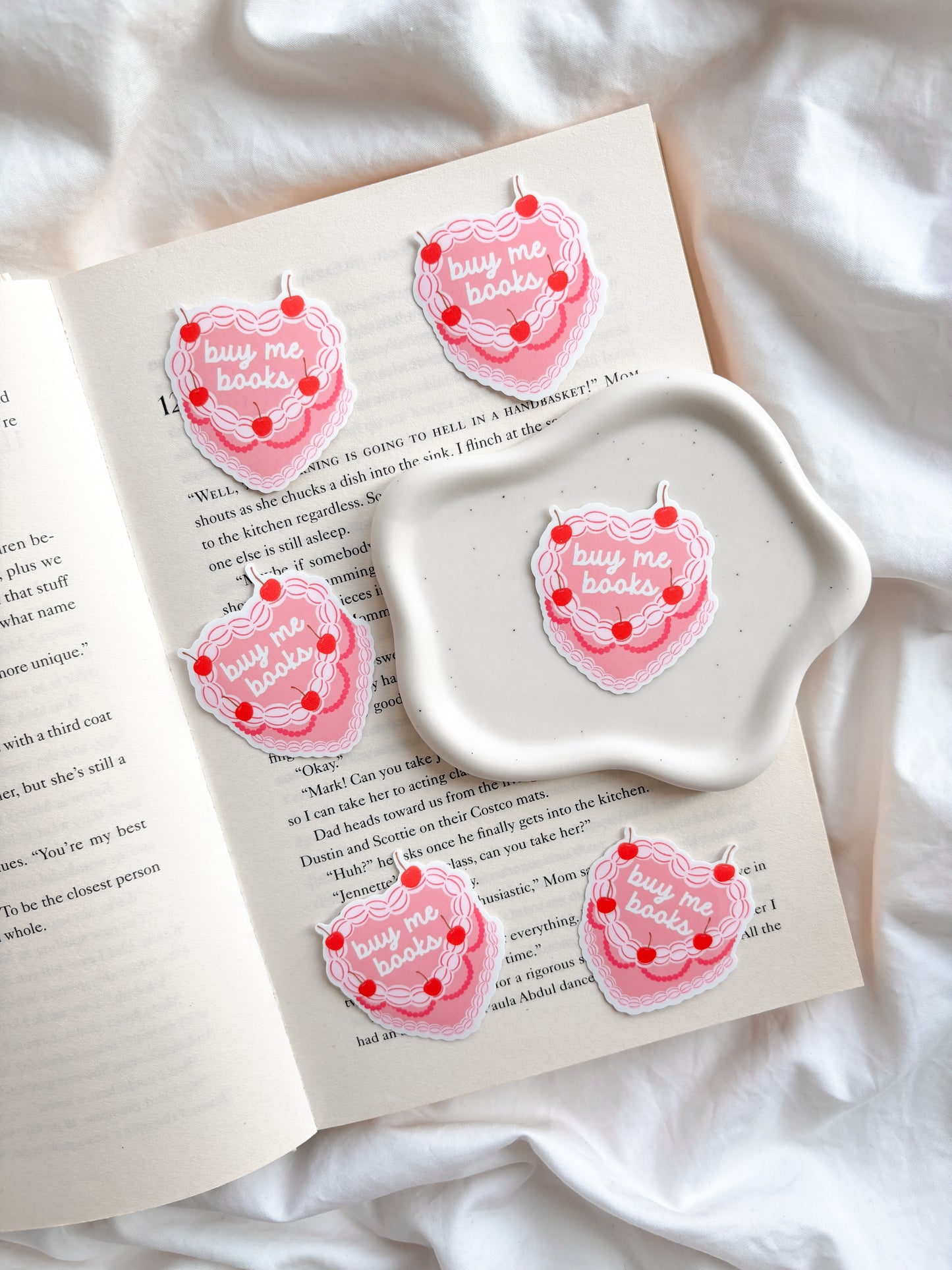 Buy Me Books Heart Cake Sticker