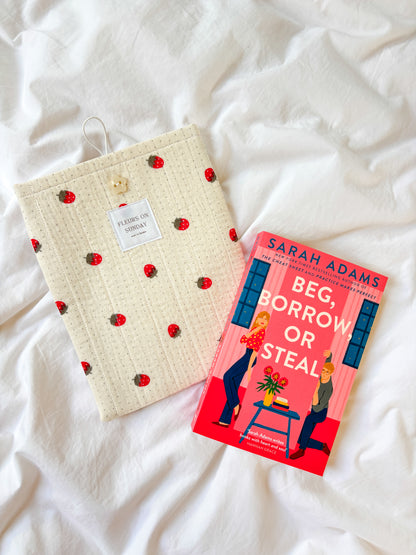 Cute Strawberries Book Sleeve | Cute Book Sleeve
