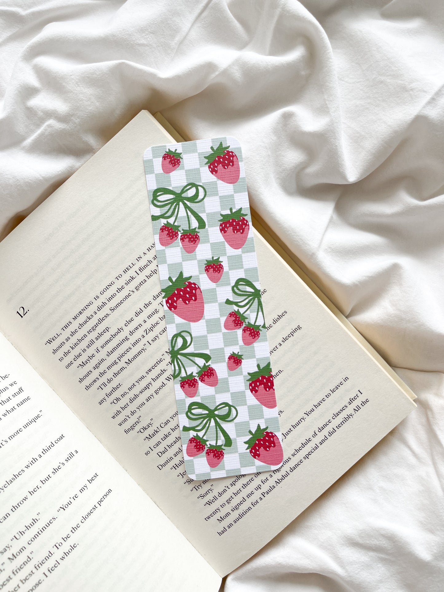 Strawberry Coquette Bookmark | Strawberry Picnic Bookmark