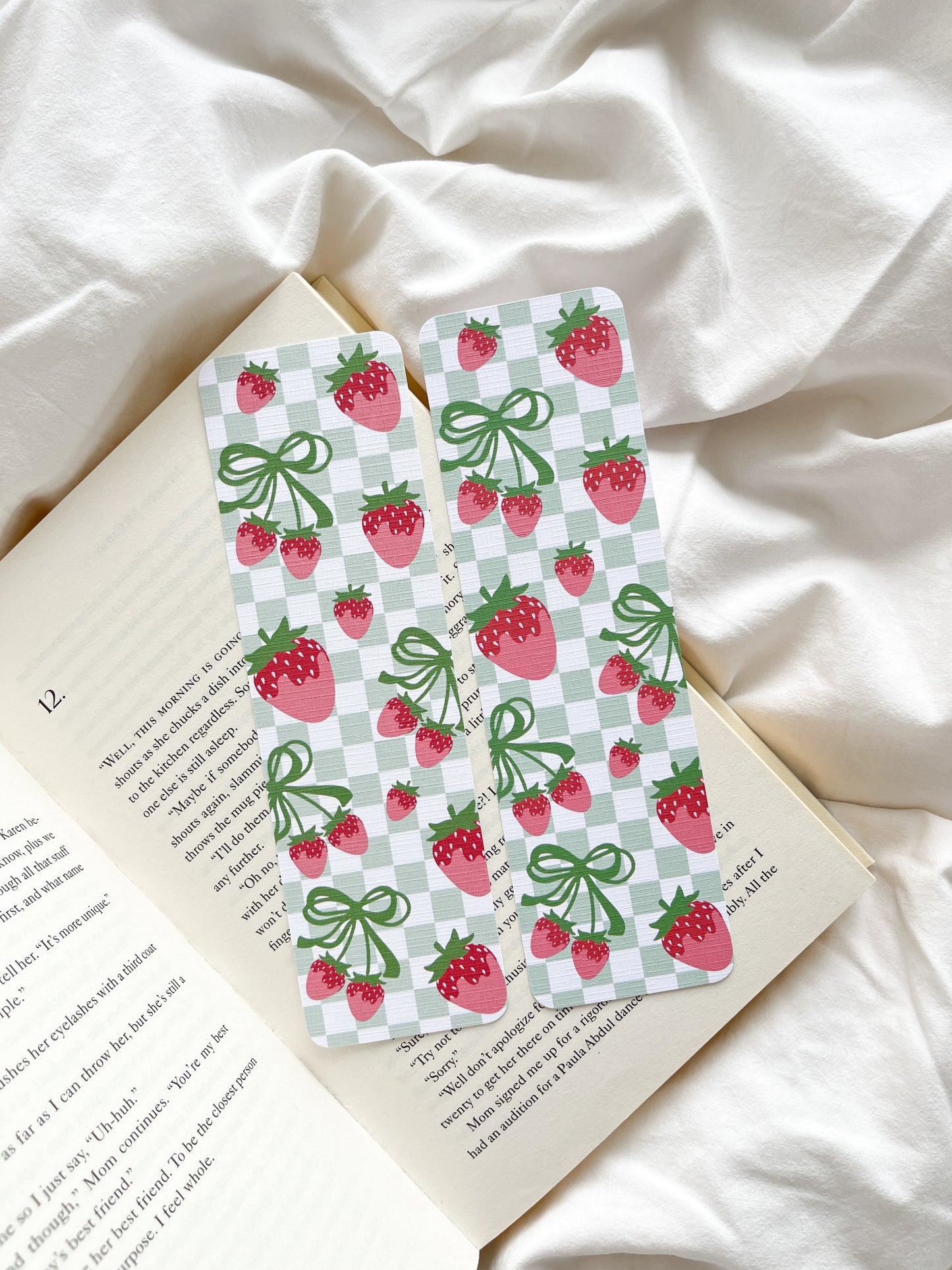 Strawberry Coquette Bookmark | Strawberry Picnic Bookmark