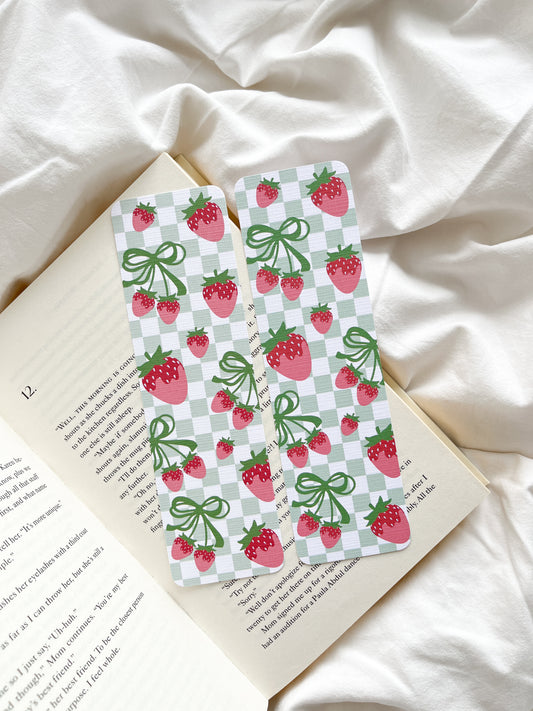 Strawberry Coquette Bookmark | Strawberry Picnic Bookmark