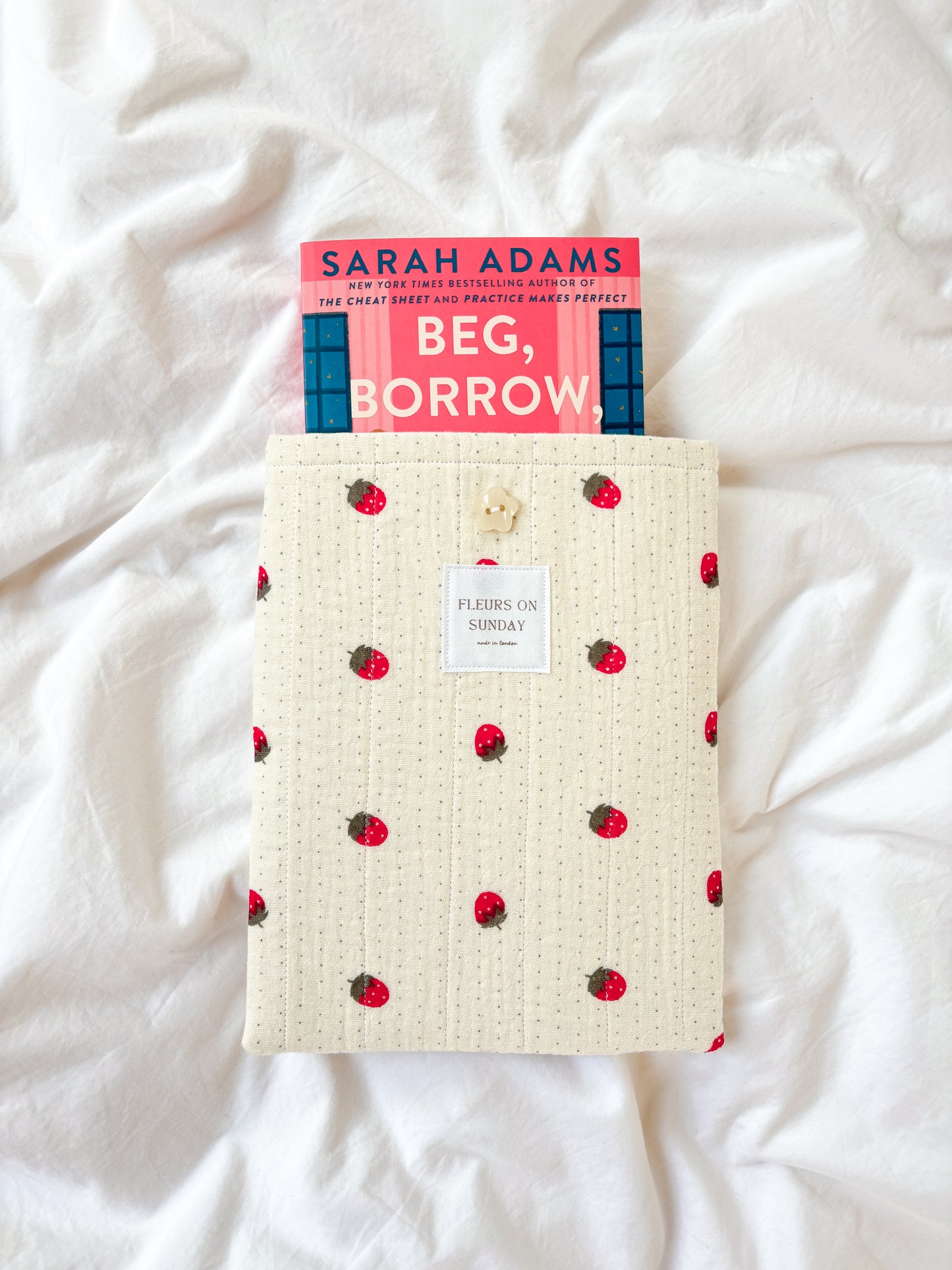 Cute Strawberries Book Sleeve | Cute Book Sleeve