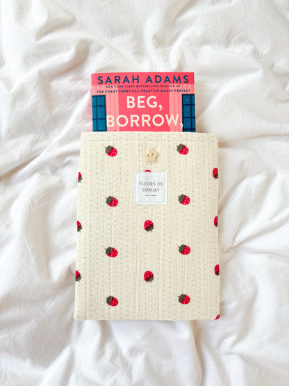 Cute Strawberries Book Sleeve | Cute Book Sleeve