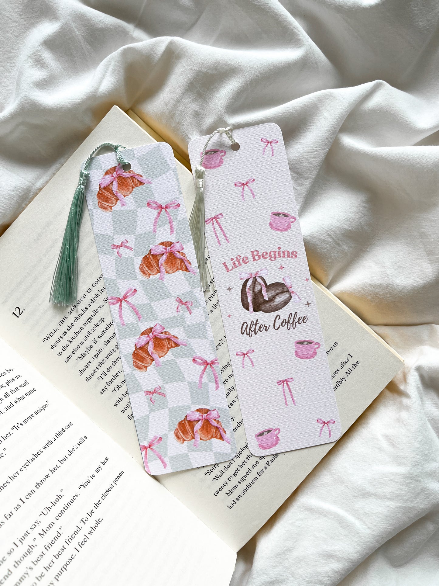 Coffee & Croissant Bookmark | Life Begins After Coffee Bookmark